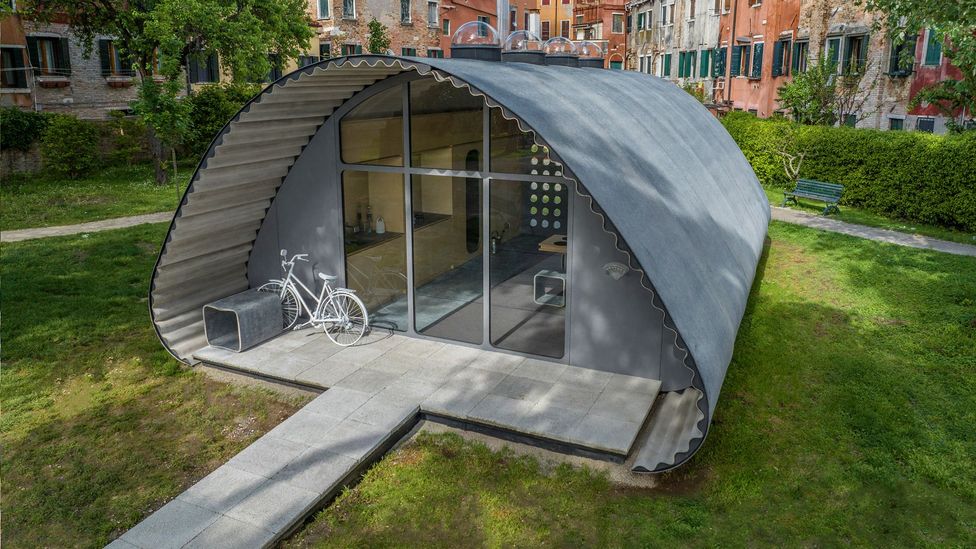 Materials company Holcim and the Norman Foster Foundation collaborated to create shelters made with rollable concrete (Credit: Chiara Becattini)