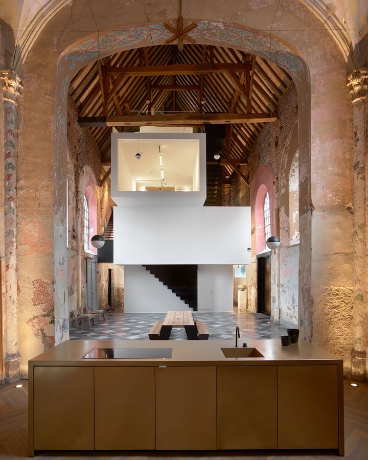 A chapel in Limburg, Belgium has become a studio for architecture firm Klaarchitectuur (Credit: Toon Grobet/ Frozen Moments)