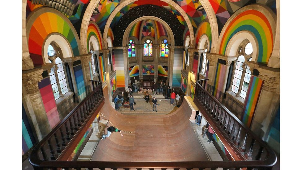 A 100-year-old church was transformed into Las Iglesia skatepark in Llanera, Spain (Credit: Getty Images)