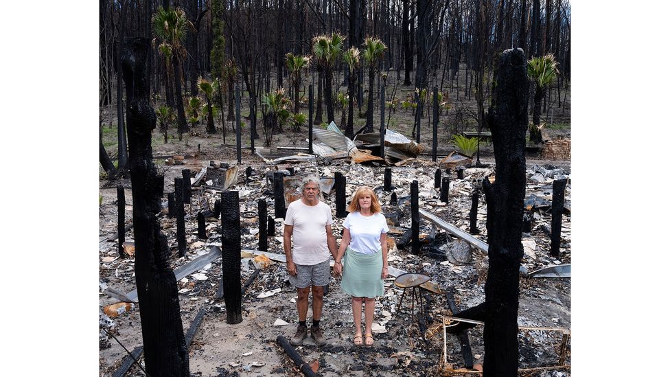 Uncle Noel Butler and Trish Butler, Nura Gunyu Indigenous Education Centre, New South Wales, Australia, 28 February 2020, from the series Burning World (Credit: Gideon Mendel)