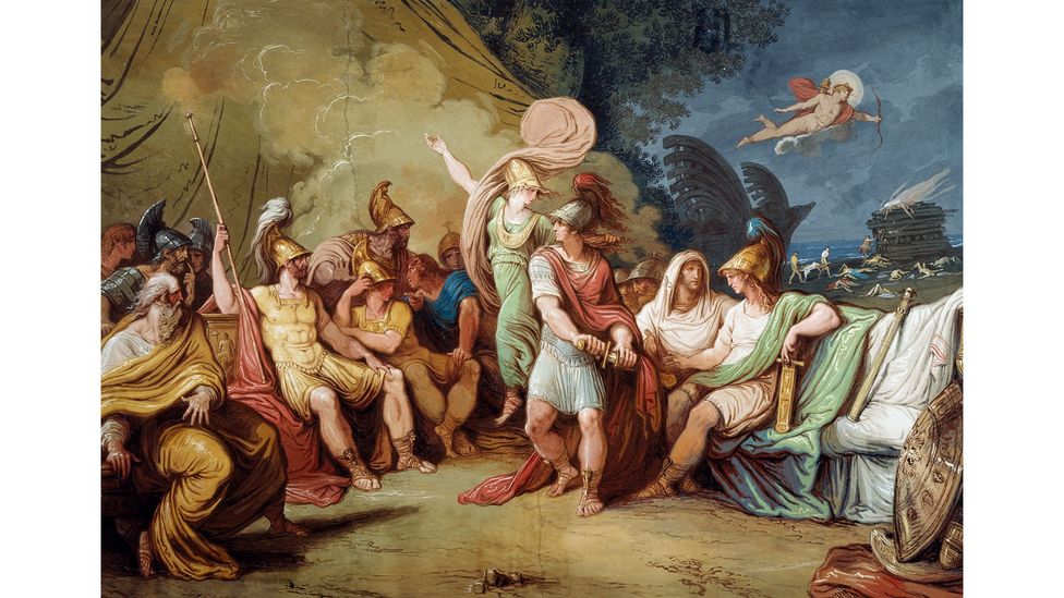 Dispute between Achilles and Agamemnon, fulcrum of the cycle with the Stories of the Iliad, by Felice Giani (1758-1823), fresco (Credit: Getty Images)