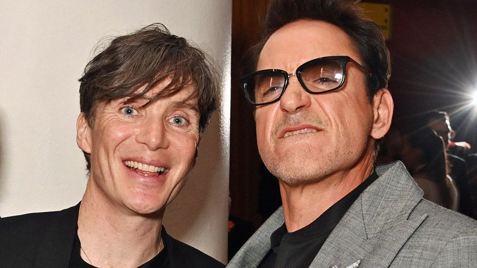 Cillian Murphy and Robert Downey Jr after the Baftas