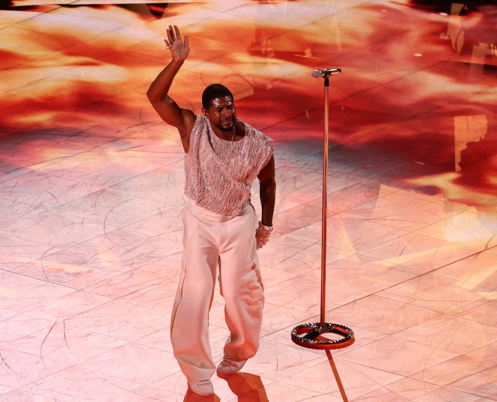 Usher performs during the halftime show