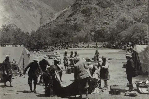 DAG Abruzzi’s Camp at Tolti, Karakoram Himalayas
Silver gelatin print mounted on card, 1909 