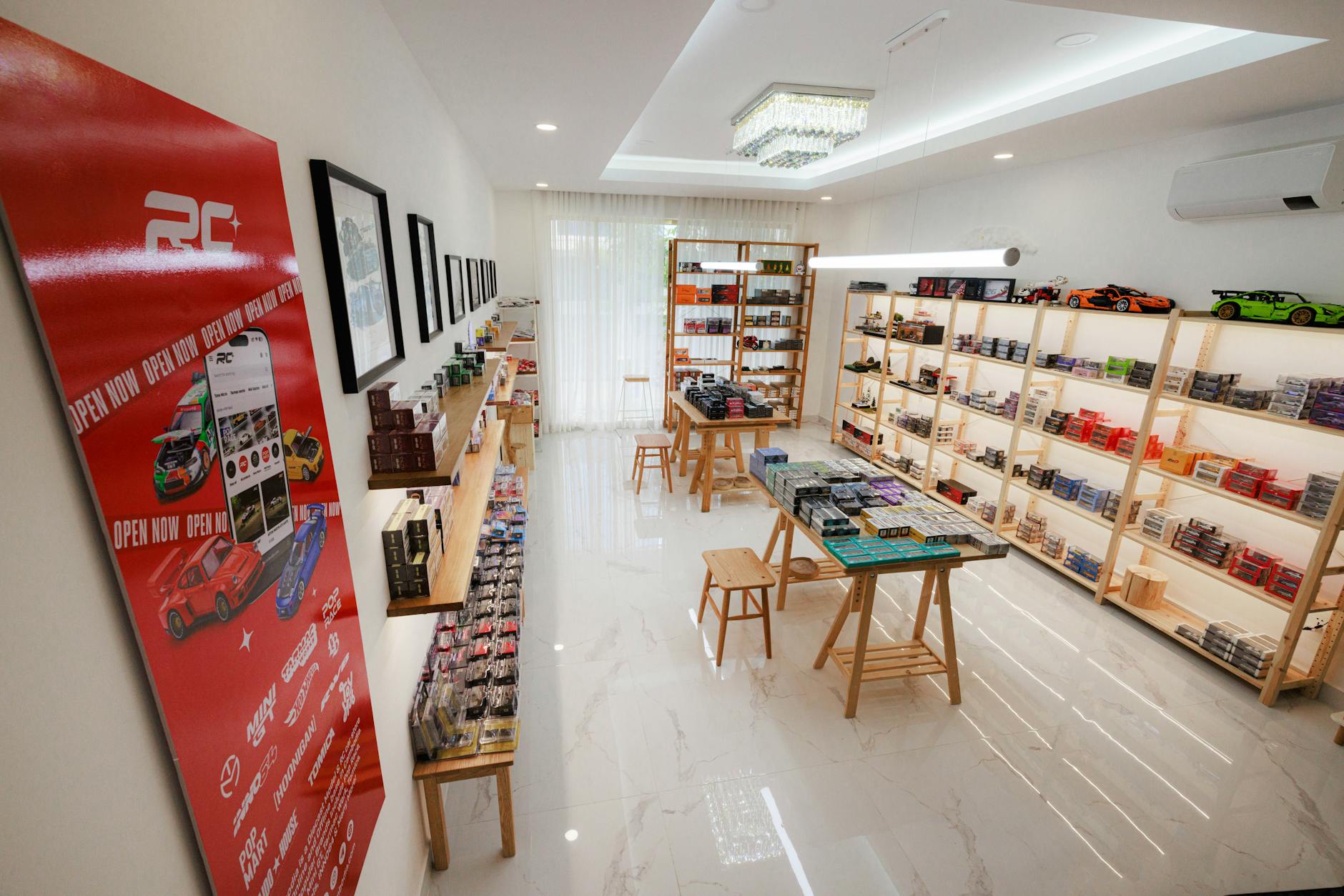Modern retail store interior with service counter and repair station