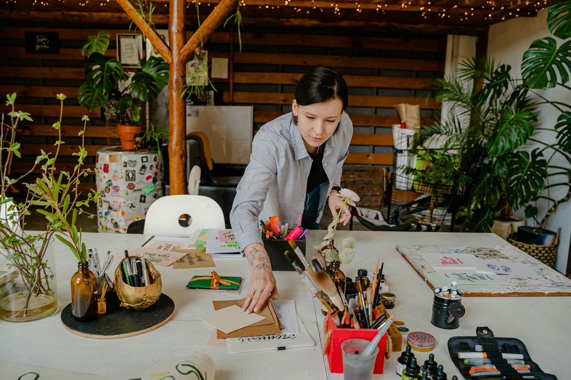 Modern desk setup with digital drawing tools and creative equipment