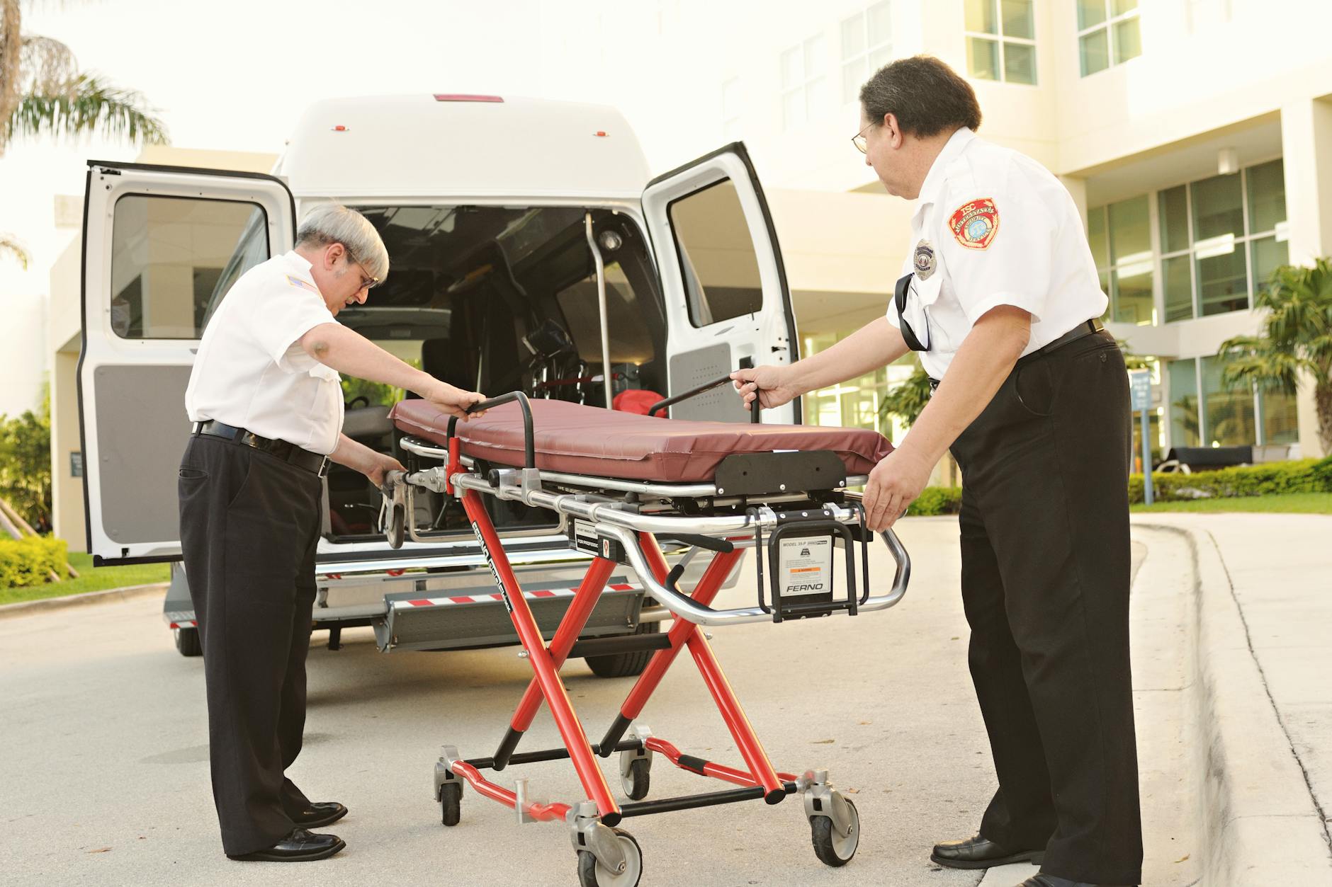 Emergency medical response team with protective equipment and monitoring devices