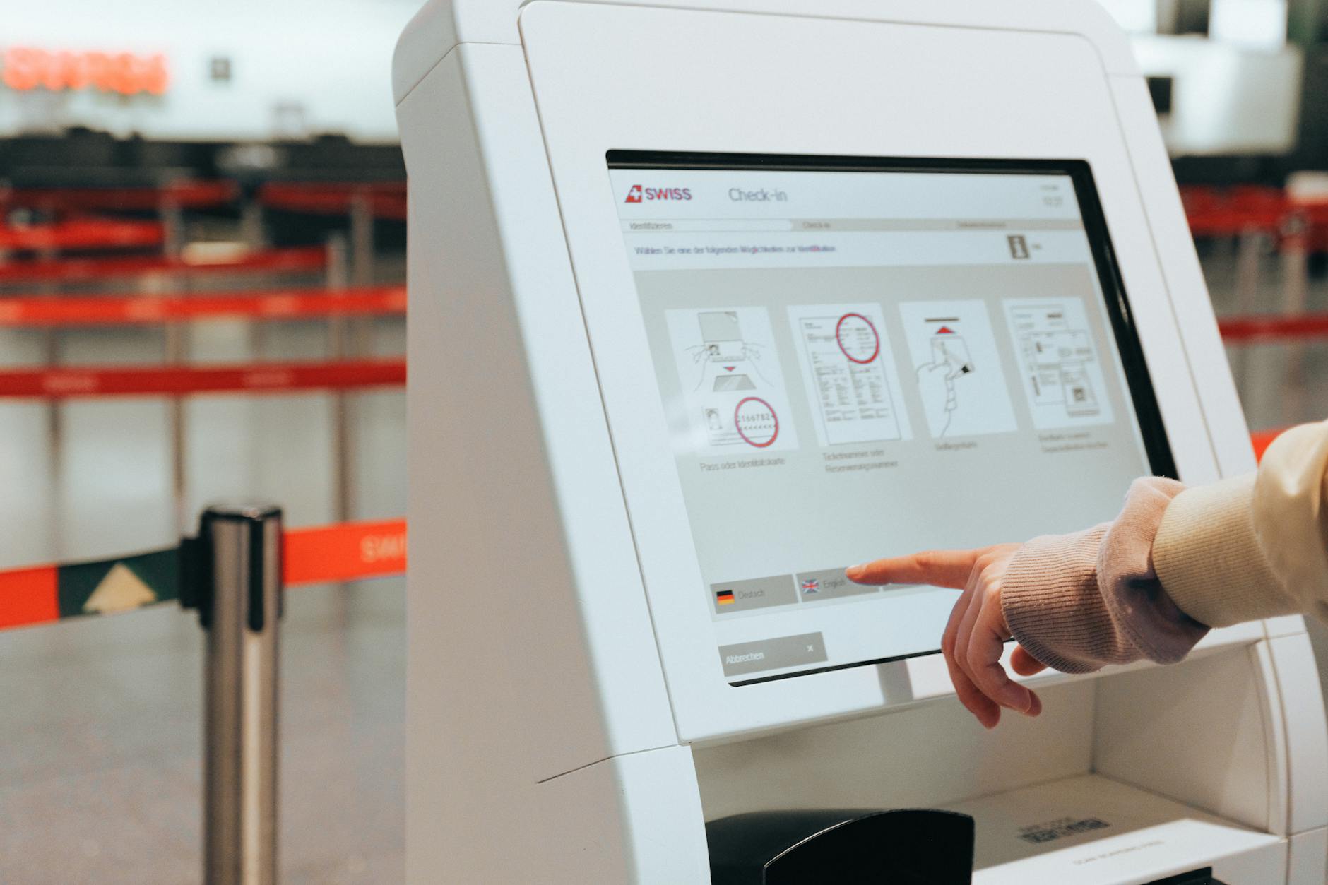 Airport security checkpoint with biometric scanning technology and thermal imaging