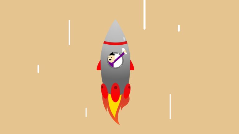 A rocket launching into a dark sky from a coastal launch pad