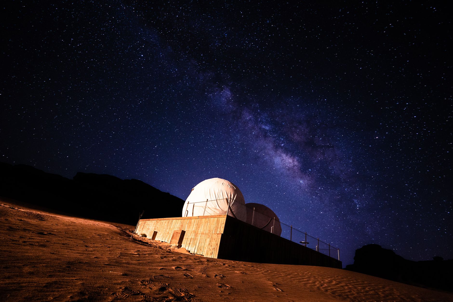 Scientific space telescope observatory floating in low Earth orbit