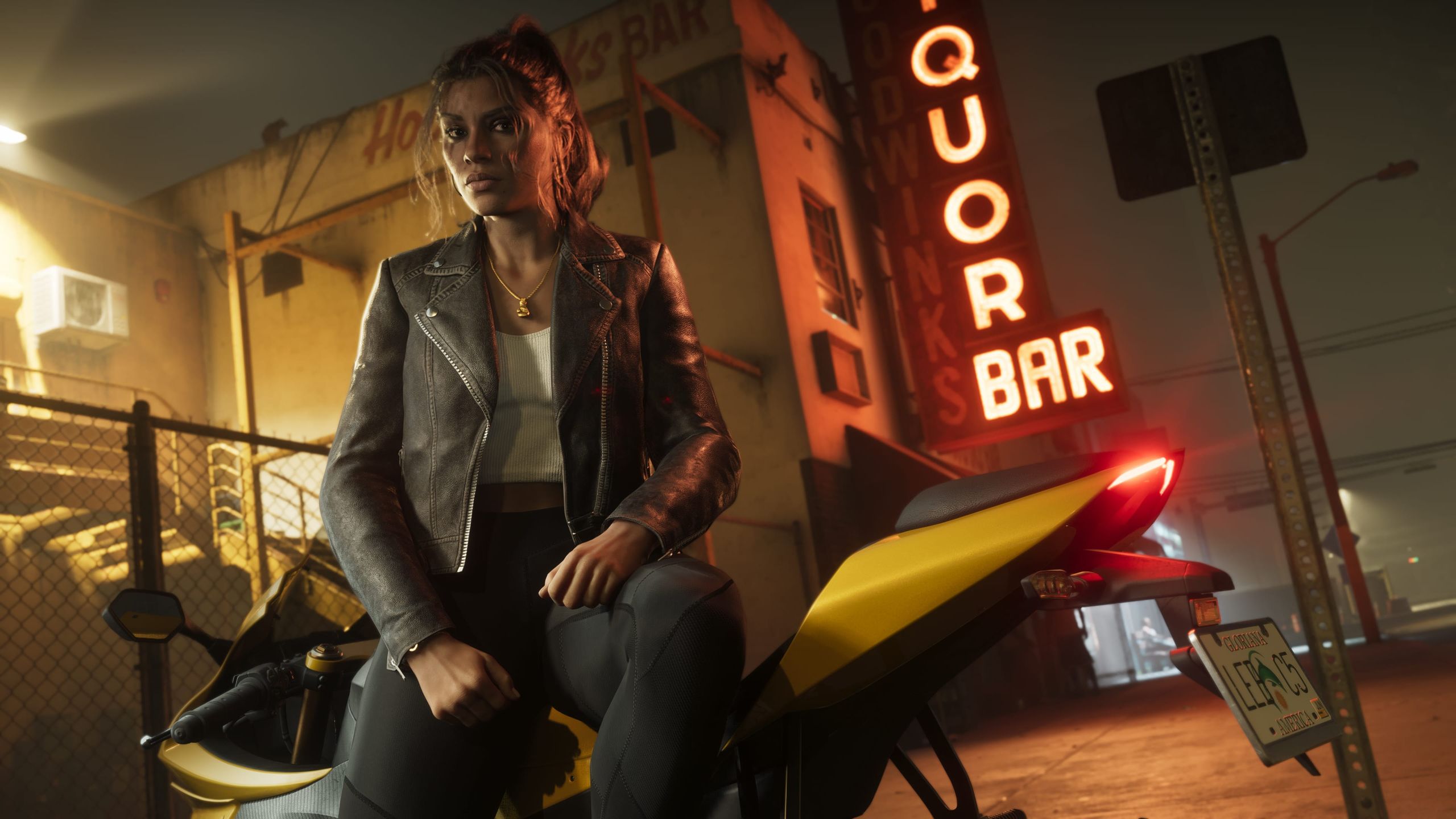 Neon-lit urban street at night suggesting a Miami-style nightlife district