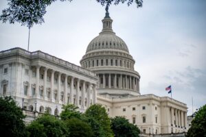 Exterior of a federal government building in Washington D.C. representing congressional budget proceedings