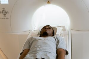 MRI Catches Brain Worm Eggs After Filipino An MRI machine in a hospital radiology room used for brain scanning
