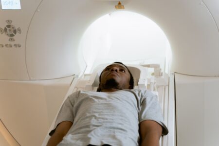 MRI Catches Brain Worm Eggs After Filipino An MRI machine in a hospital radiology room used for brain scanning