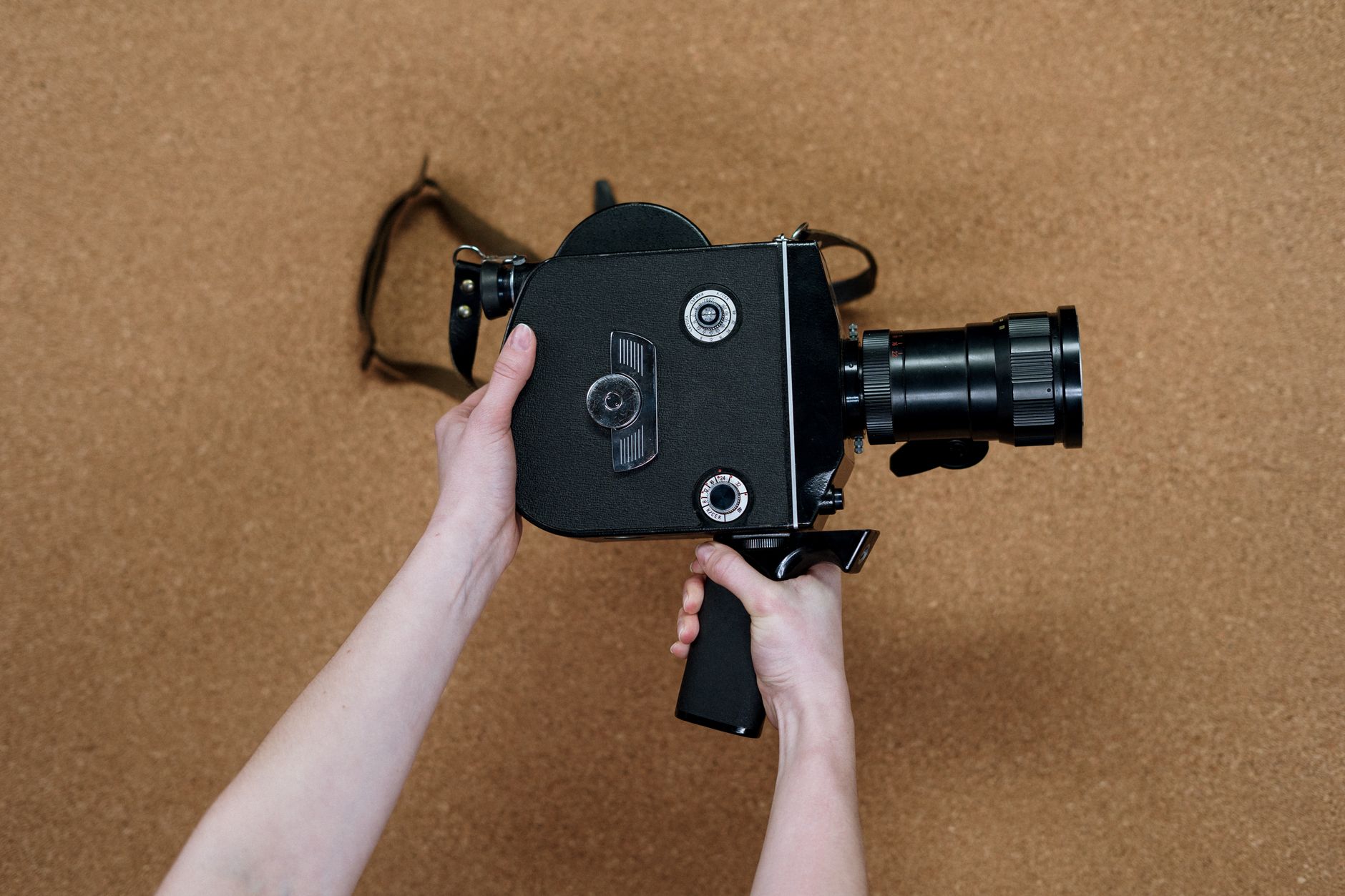 Vintage film camera on a movie set representing classic Hollywood filmmaking