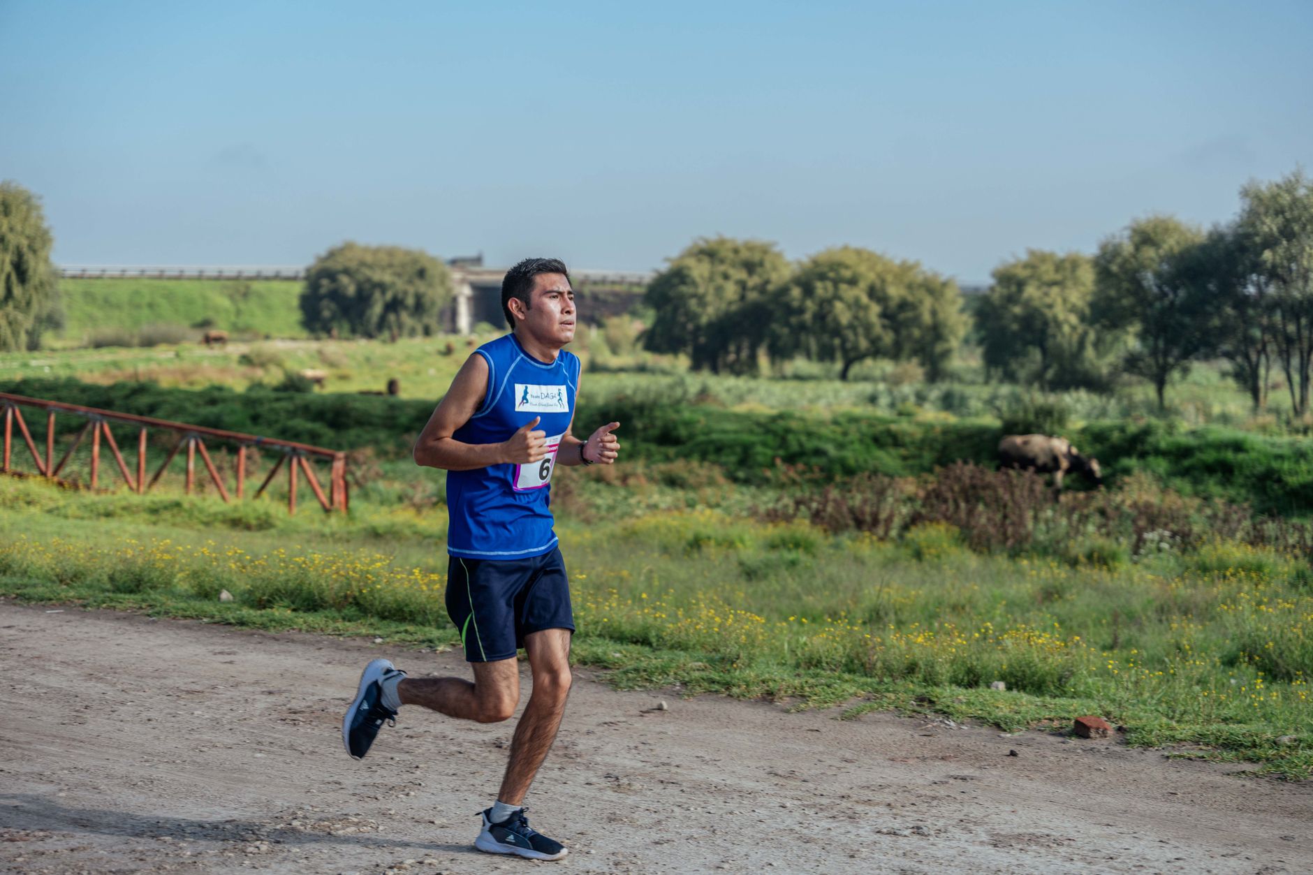 Exhausted endurance runner pushing through physical limits during a race