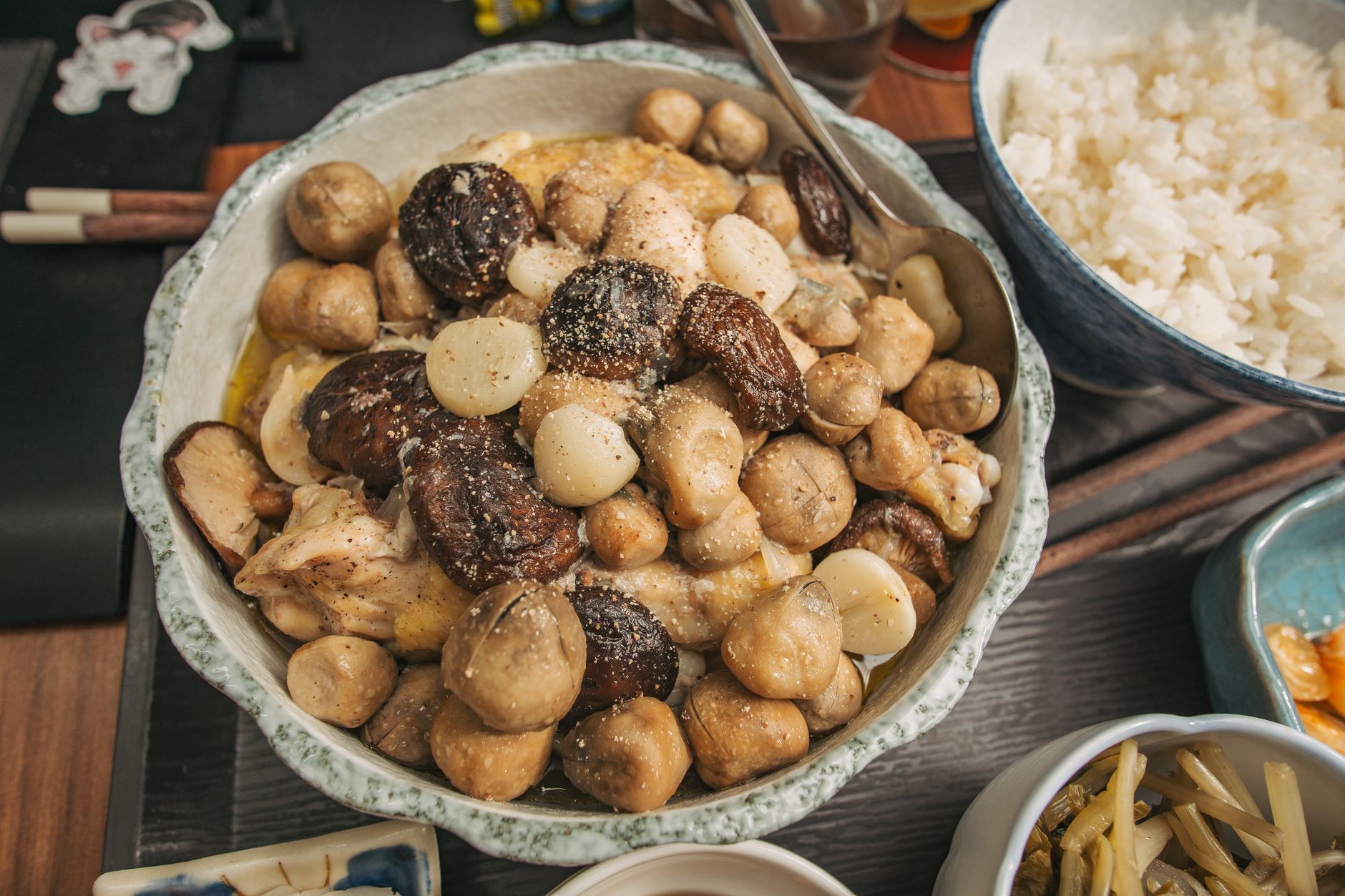 Sautéed mushrooms with garlic and fresh herbs in a cast iron pan