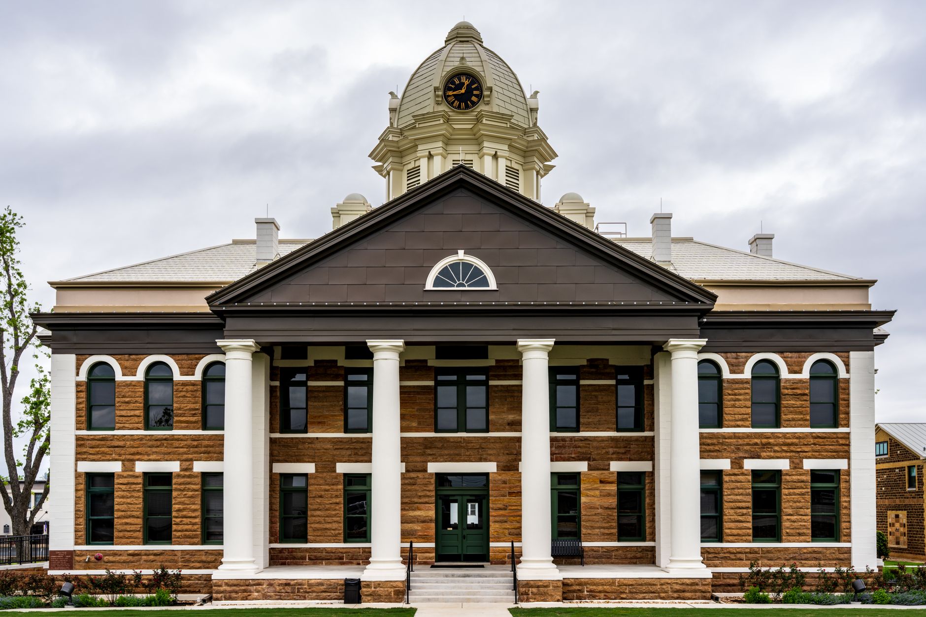 A county administrative building exterior representing local public health authority