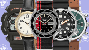 Close-up of a diver-style wristwatch on a neutral surface
